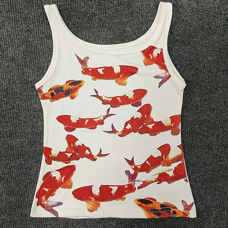 Aquarium Fish Koi - European American Grunge Style Street Tops
