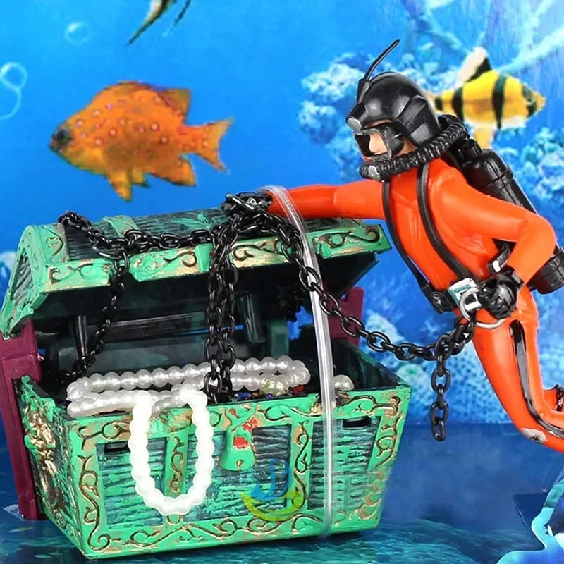 Aquarium Fish Cave - Resin Treasure Hunter Diver Fish Tank