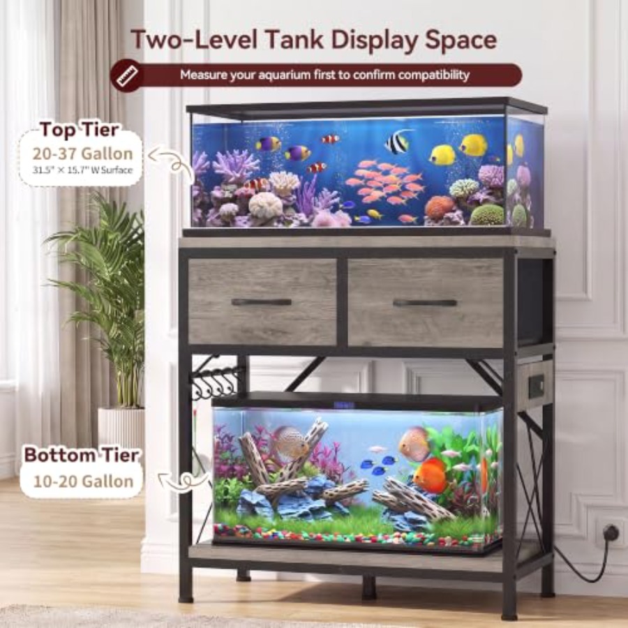 Fish Tank Stand for 20-29-37 G - Aquarium Fish Black recension och pris