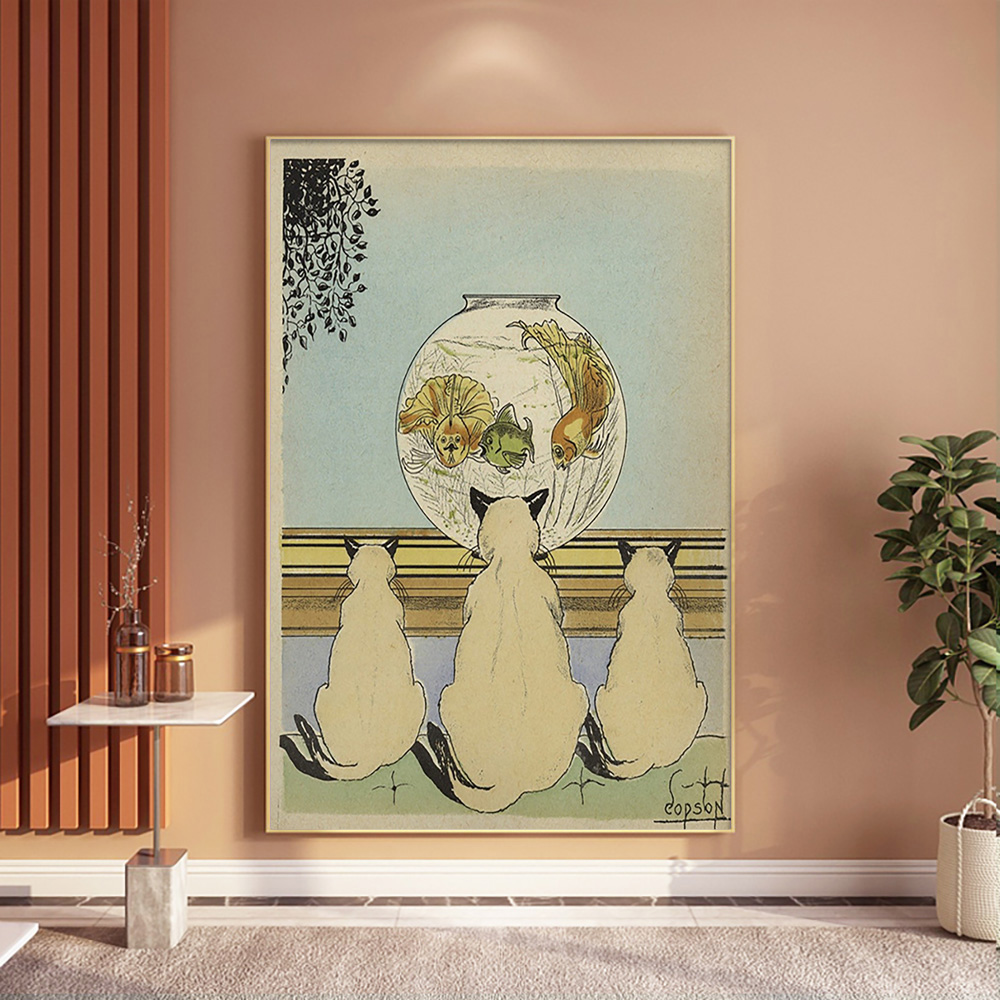 Three Cats Watching Fish In An - Fish In Aquarium Picture recension och pris